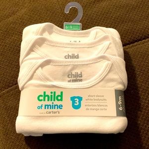 Carter’s child of mine 6-9m 3-pack short-sleeve white bodysuits